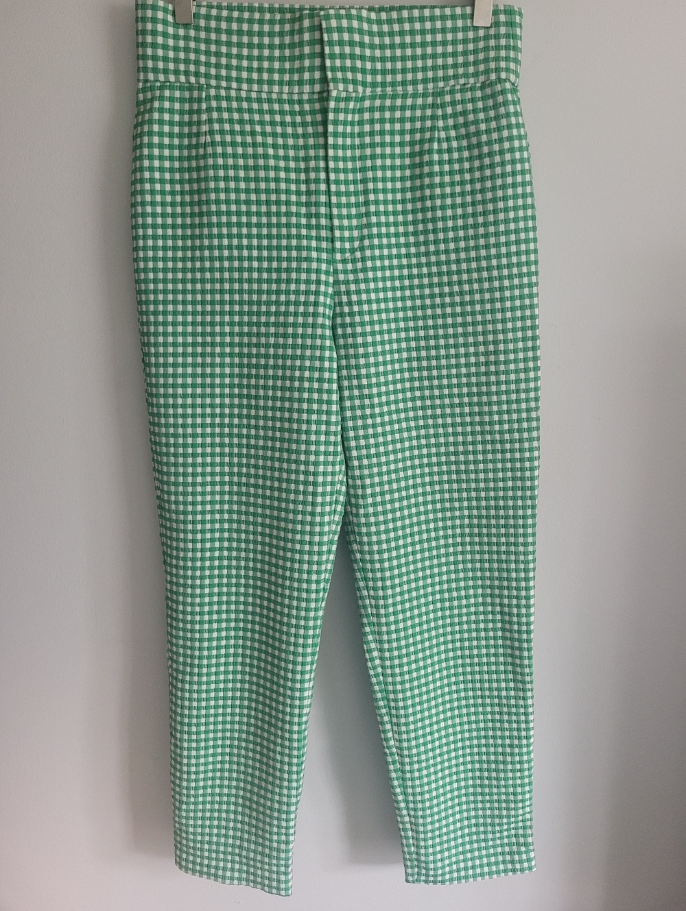 Zara Gingham Seersucker Cropped Pant